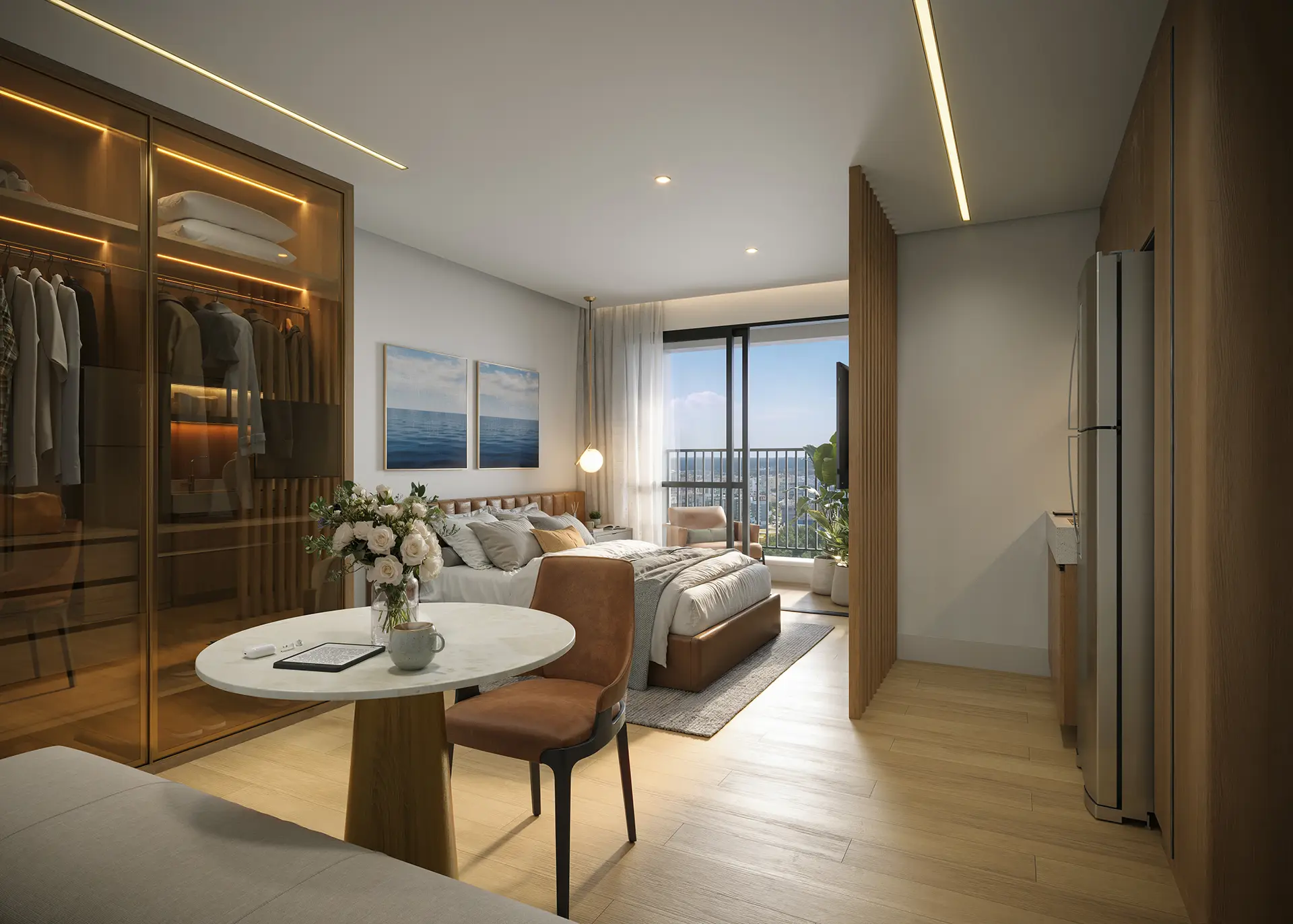 Perspectiva ilustrada do Studio – 30m²